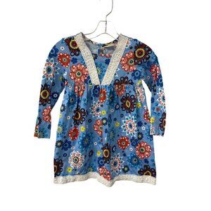 Hanna Andersson Floral Print Dress Girls 120 US 6-7 Multicolored Long Sleeve